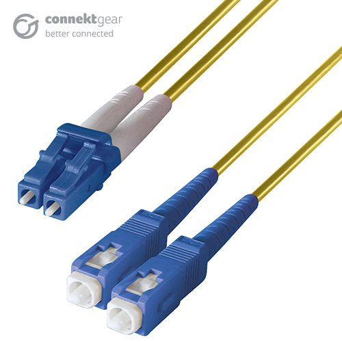 Duplex Fibre Optic Single-Mode Cable OS2 9/125 Micron LC to SC Yellow