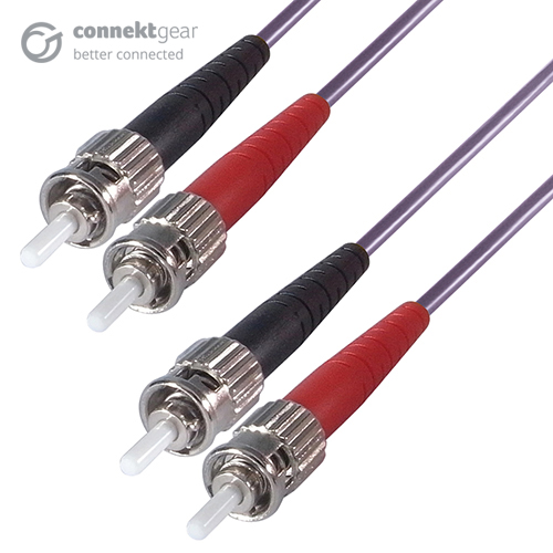 Duplex Fibre Optic Multi-Mode Cable OM4 50/125 Micron ST to ST Purple