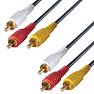 3m 3 x RCA/Phono Audio/Video Cable - Male to Male - Gold Connectors