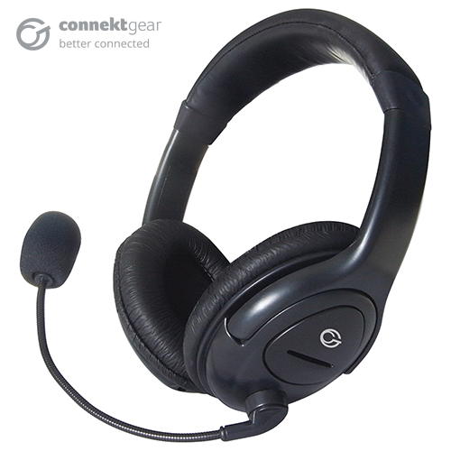 Stereo PC On-Ear Headset with Boom Mic & Volume Control