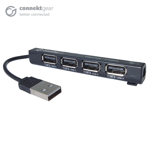 4 Port Hub USB 2 - Bus Powered - Black