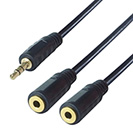 0.15m 3.5mm Stereo Jack Audio Splitter Cable - Male to 2 x Female - Gold Connectors