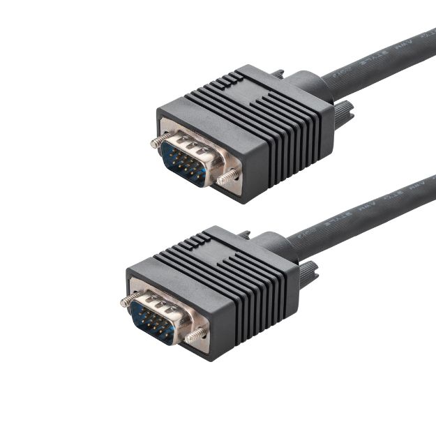 a black VGA connector cable with two male connectors
