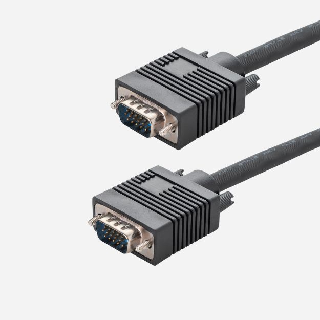 a black VGA connector cable with two male connectors