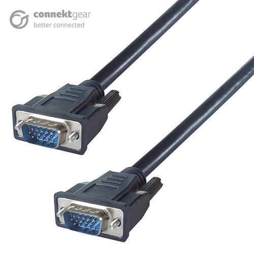 a black VGA connector cable with two male connectors