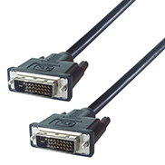 A black DVI-D (24+1) connector cable with two male connectors