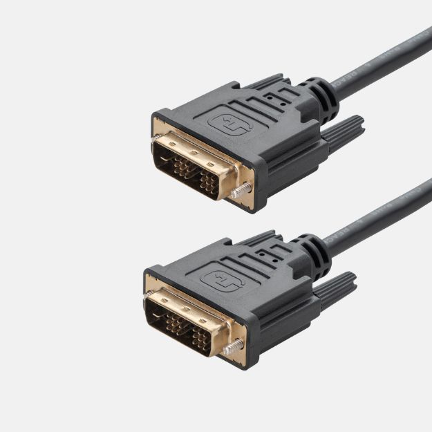 a black DVI-D (18+1) connector cable with two male connectors