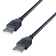 a black USB type A connector cable with two type A male USB connectors