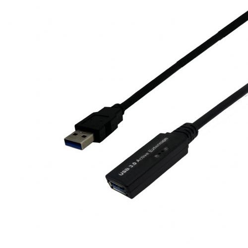 a black USB type A extension cable with a USB type A male connector and a USB type A female port in plastic housing