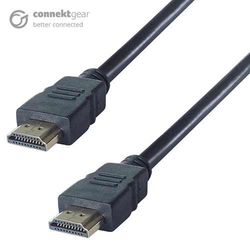 A HDMI 4k black connector cable with two male gold plated connectors