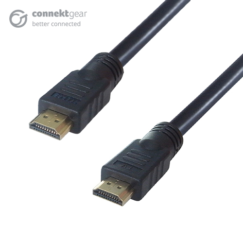 A HDMI 4k black connector cable with two male gold plated connectors