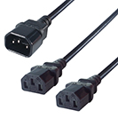 2.5m Mains Power Splitter Cable C14 Plug to 2 x C13 Sockets