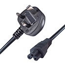 3m UK Mains Power Cable UK Plug to C5 (Cloverleaf) Socket