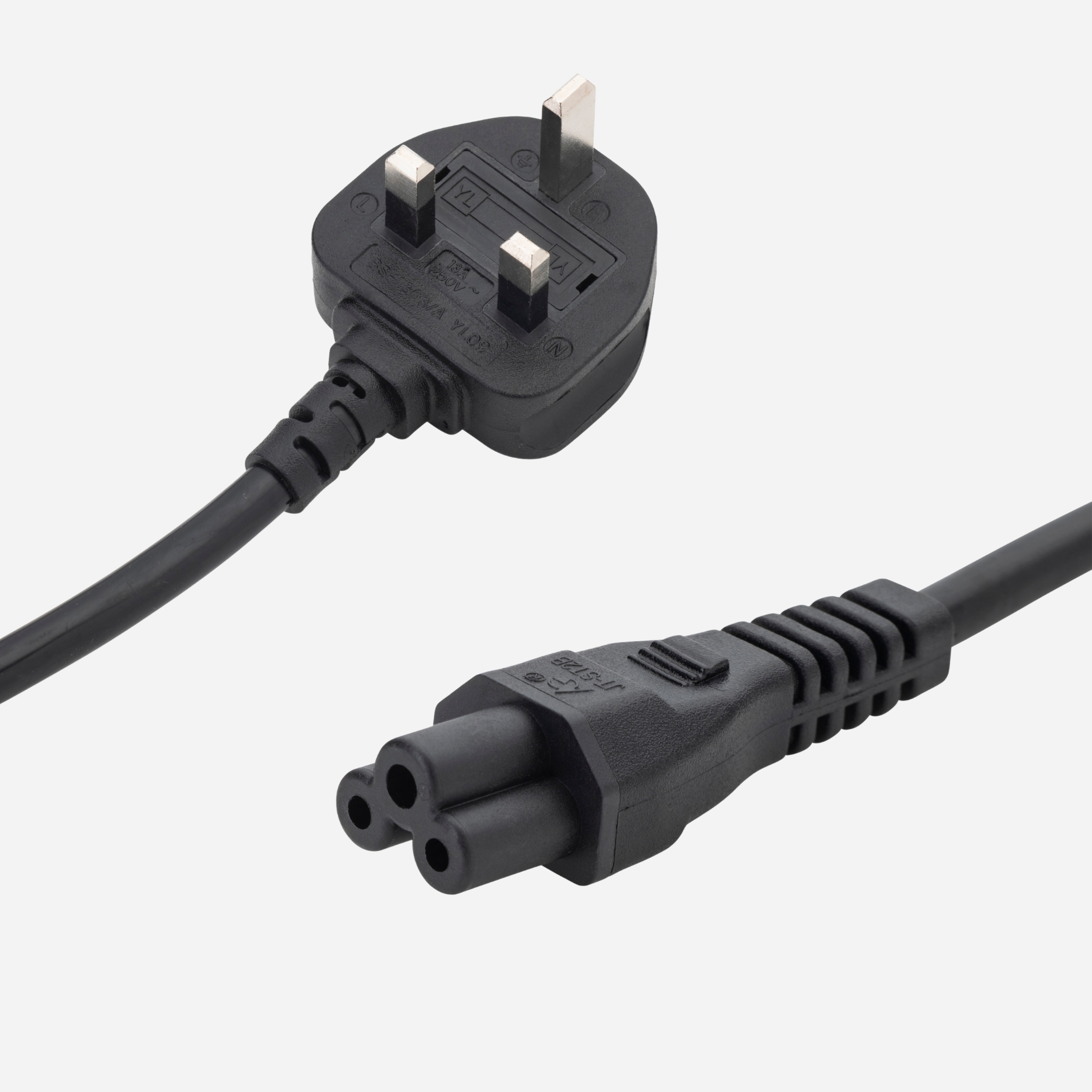 1m UK Mains Power Cable UK Plug to C5 (Cloverleaf) Socket