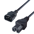 2m Mains Extension Hot Rated Power Cable C14 Plug to C15 Socket