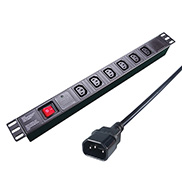 6 Way Surge Protected Horizontal Rack Mount Power Extension Block