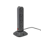 2m 8 Way Surge Protected UK Socket Tower Block with USB A and USB C ports