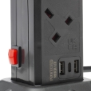 2m 8 Way Surge Protected UK Socket Tower Block with USB A and USB C ports