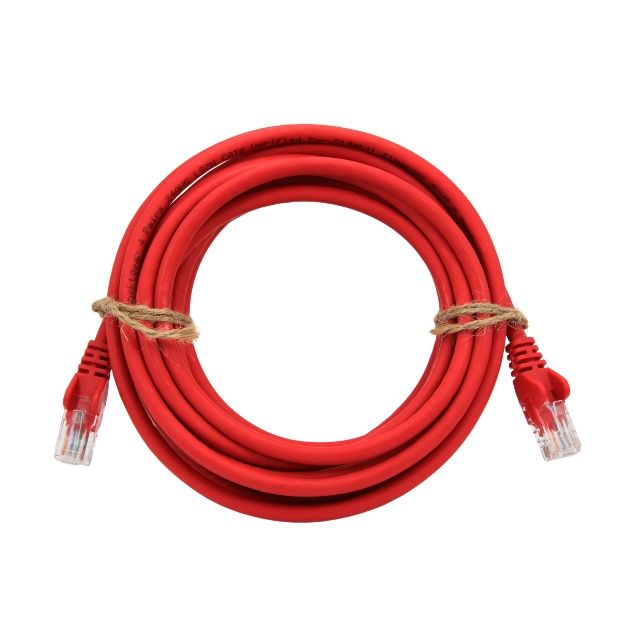 5m String Tied RJ45 CAT6 UTP Stranded Flush Moulded LS0H Network Cable - 24AWG - Red