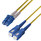 15m Duplex Fibre Optic Single-Mode Cable OS2 9/125 Micron LC to SC Yellow