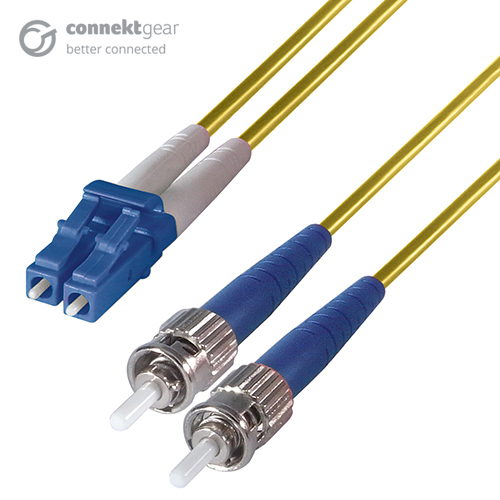 Duplex Fibre Optic Single-Mode Cable OS2 9/125 Micron LC to ST Yellow