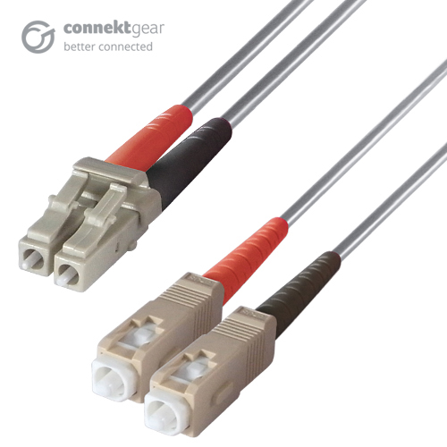 25m Duplex Fibre Optic Multi-Mode Cable OM1 62.5/125 Micron LC to SC Grey - RUGGEDISED