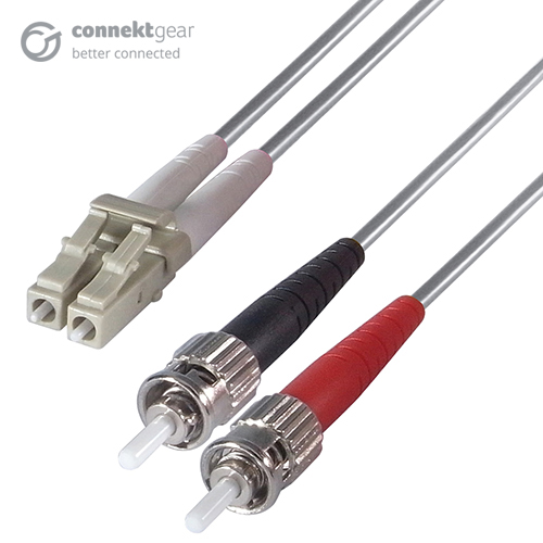 Duplex Fibre Optic Multi-Mode Cable OM1 62.5/125 Micron LC to ST Grey