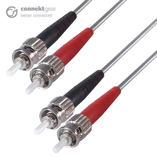 Duplex Fibre Optic Multi-Mode Cable OM1 62.5/125 Micron ST to ST Grey