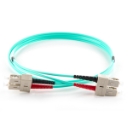 1m Duplex Fibre Optic Multi-Mode Cable OM3 50/125 Micron SC to SC - Aqua