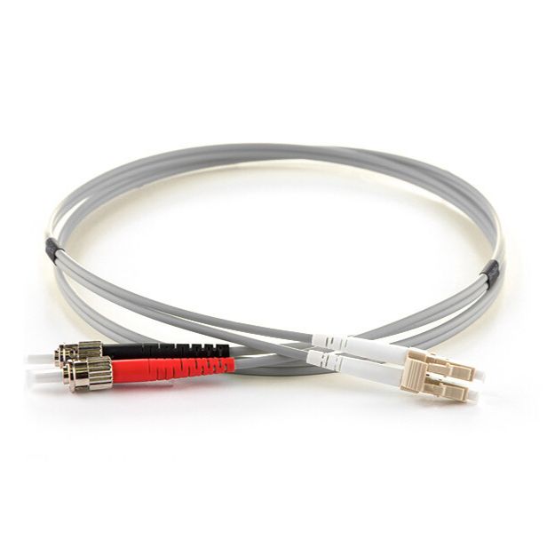 2m Duplex Fibre Optic Multi-Mode Cable OM3 50/125 Micron LC to ST - Grey