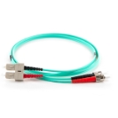 10m Duplex Fibre Optic Multi-Mode Cable OM3 50/125 Micron ST to SC - Aqua 