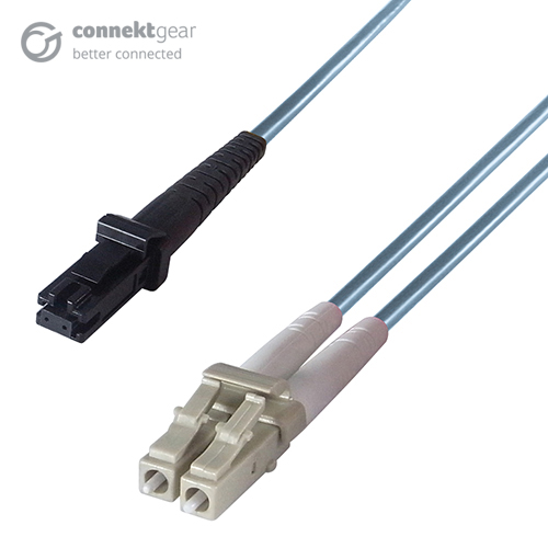 Duplex Fibre Optic Multi-Mode Cable OM3 50/125 Micron MT to LC Aqua