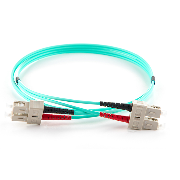 2m Duplex Fibre Optic Multi-Mode Cable OM4 50/125 Micron SC to SC - Aqua
