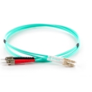 5m Duplex Fibre Optic Multi-Mode Cable OM4 50/125 Micron LC to ST - Aqua 