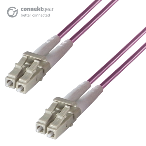 10m Duplex Fibre Optic Multi-Mode Cable OM4 50/125 Micron LC to LC Pink