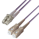 1m Duplex Fibre Optic Multi-Mode Cable OM4 50/125 Micron LC to SC Purple