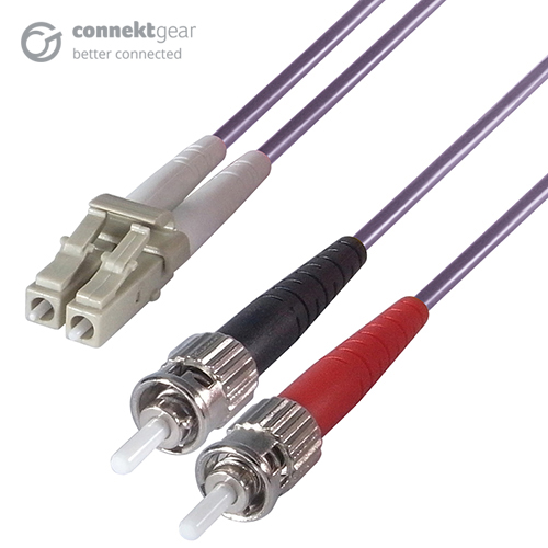 Duplex Fibre Optic Multi-Mode Cable OM4 50/125 Micron LC to ST Purple