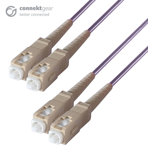 Duplex Fibre Optic Multi-Mode Cable OM4 50/125 Micron SC to SC Purple