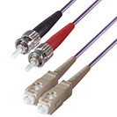 5m Duplex Fibre Optic Multi-Mode Cable OM4 50/125 Micron ST to SC Purple