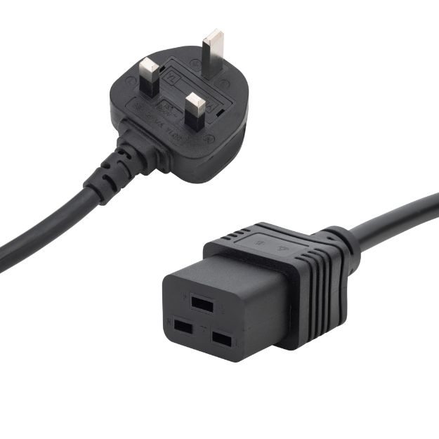 2m UK Mains Power Cable - UK Plug to C19 Socket