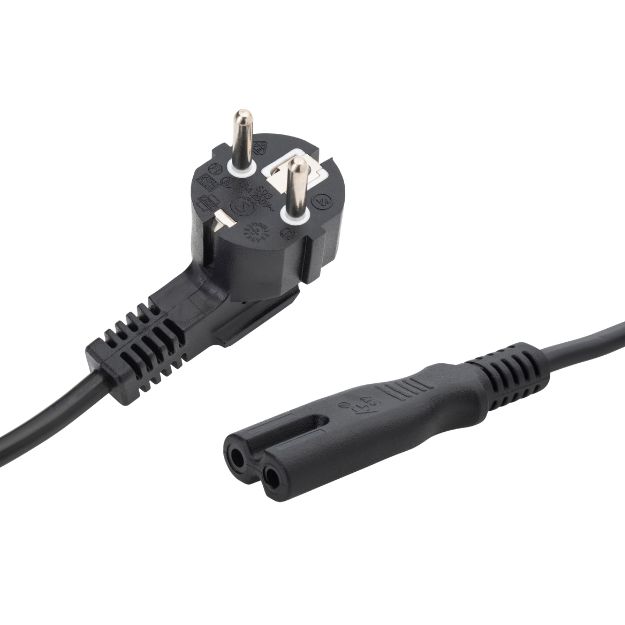 2m European Mains Power Cable - Schuko Plug to C7 (Figure 8) Socket