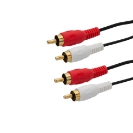 3m 2 x RCA/Phono Audio Cable - Male to Male - Gold Connectors