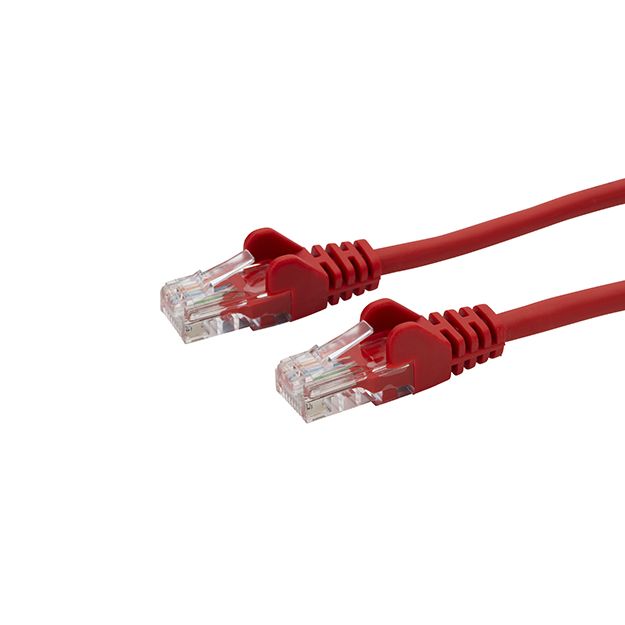 5m String Tied RJ45 CAT6 UTP Stranded Flush Moulded LS0H Network Cable - 24AWG - Red